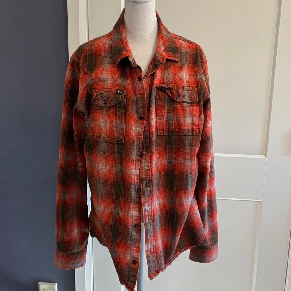 Fox Racing Men's Red and Black Checkered Shirt Jacket